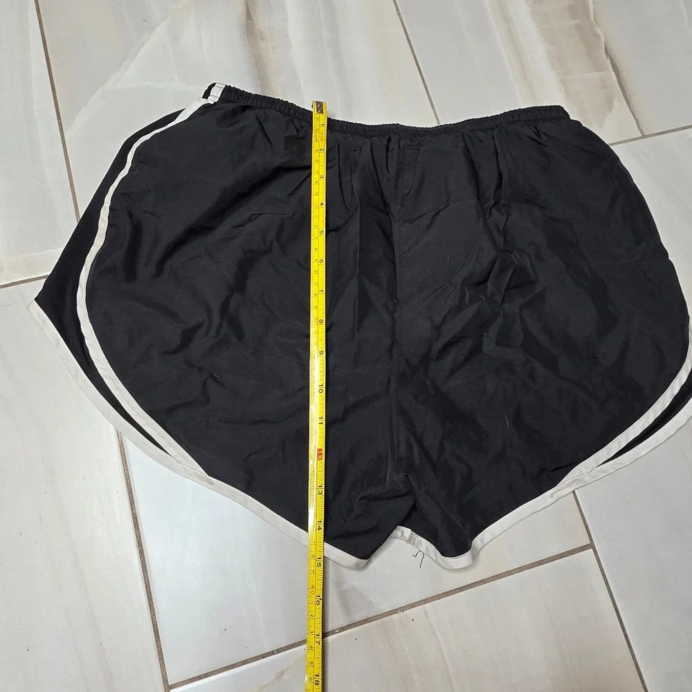 Nike Womens Dri-FIT Running‎ Shorts Black White Trim Mesh Panels Large L W4